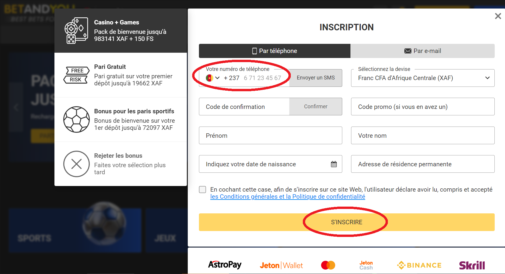 Particularités de Betandyou créer un compte